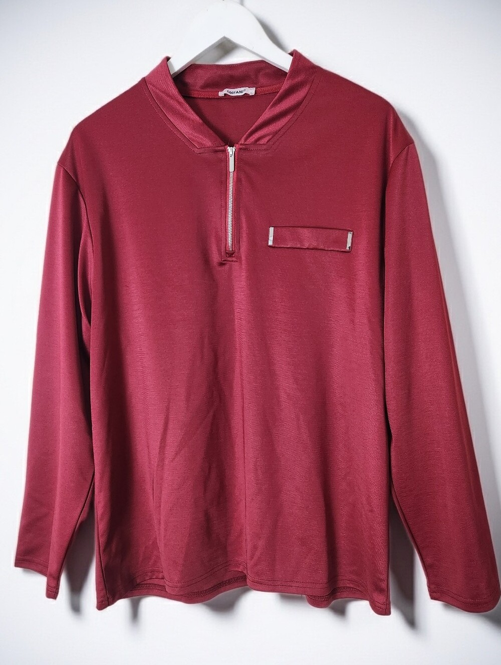 Coofandy Burgundy Quarter Zip Casual Pullover Size M